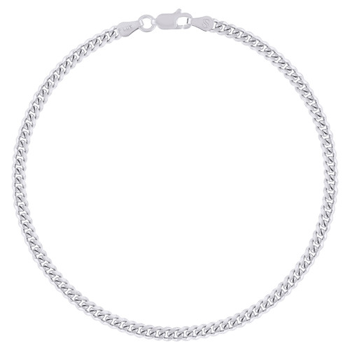 925 Sterling Silver Rhodium Plated 3.5mm Solid Miami Cuban Bracelet | 7" to 9"