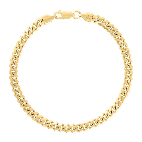 925 Sterling Silver Yellow Gold Plated 5mm Solid Miami Cuban Bracelet | 7" to 9"