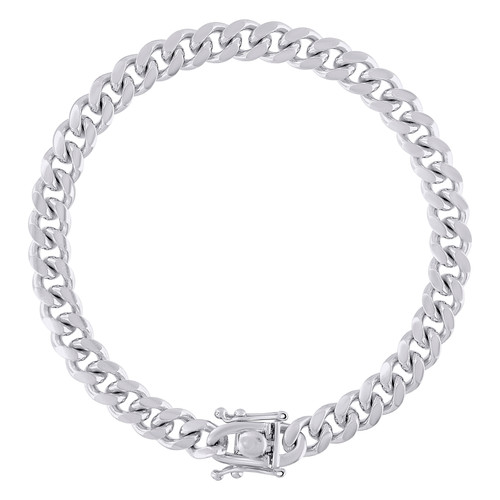 925 Sterling Silver Rhodium Plated 7mm Solid Miami Cuban Bracelet | 7" to 9"