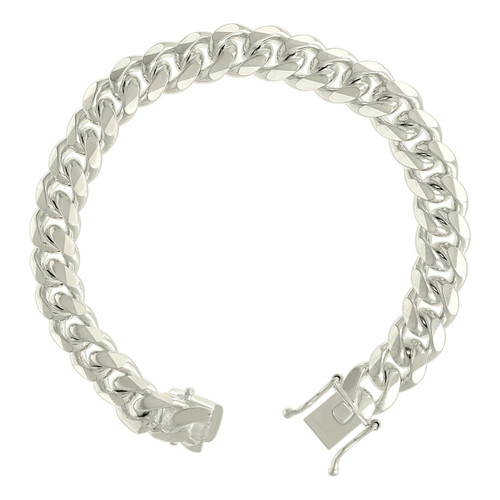 925 Sterling Silver Box Clasp Plain 9.8mm Solid Miami Cuban Bracelet | 8" to 9"