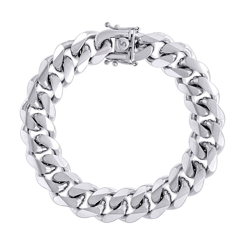 925 Sterling Silver Rhodium Plated 13mm Solid Miami Cuban Bracelet | 8" to 9"