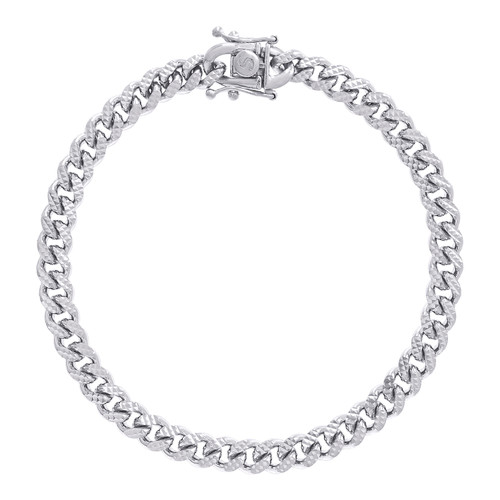 Sterling Silver Rhodiumed D/C 6.5mm Solid Miami Cuban Pyramid Bracelet | 7" - 9"