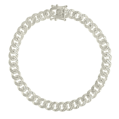 Sterling Silver Diamond Cut 7mm Solid Miami Cuban Pyramid Bracelet | 7" to 9"
