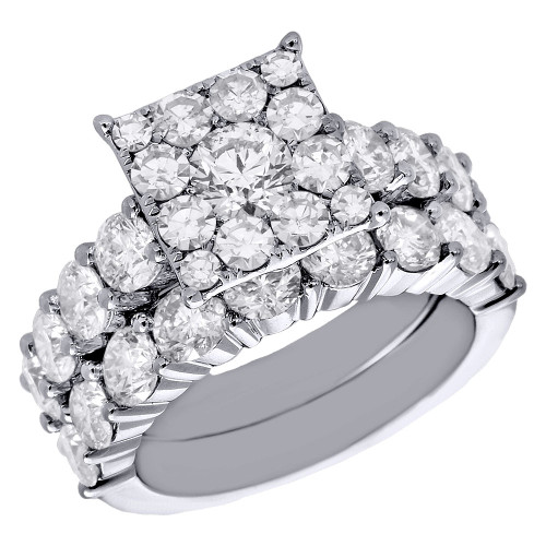 14K White Gold Round Cut Ladies Diamond Wedding Bridal Prong Set Ring 4.80 Ct.