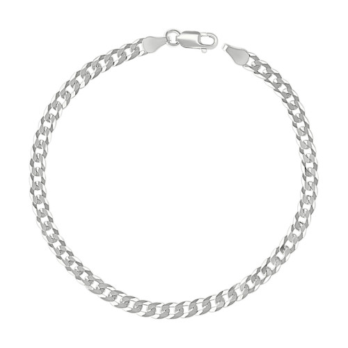 925 Sterling Silver Unisex 3.5mm Solid Super Flat Curb  Bracelet | 7" to 9"