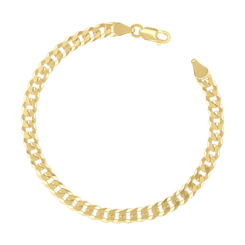 925 Sterling Silver Yellow Gold Plated 5mm Super Flat Curb  Bracelet | 7" to 9"