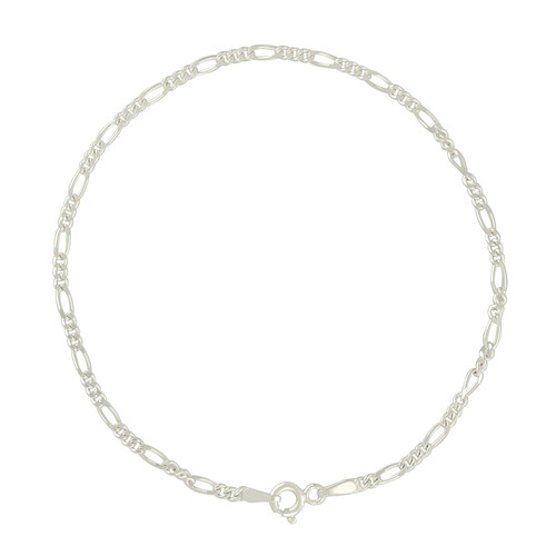 925 Sterling Silver Spring Ring 2mm Solid Classic Figaro Bracelet | 7" to 9"