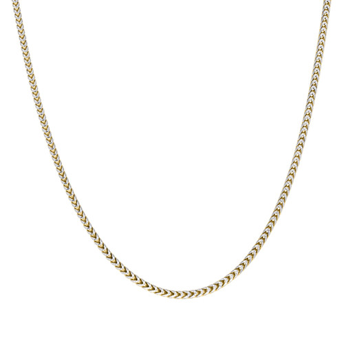 Sterling Silver Two-Tone Gold Plated Pave 1.5mm Solid Franco Chain | 16" to 26"