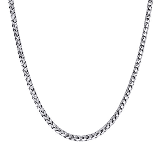 925 Sterling Silver Lobster Rhodium Plated 3mm Solid Franco Chain | 16" to 26"