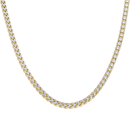 Sterling Silver Two-Tone Gold Plated Pave 3mm Solid Franco Chain | 18" to 28"