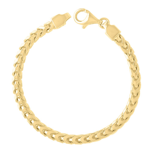 Sterling Silver Yellow Gold Plated Lobster 5mm Solid Franco Bracelet | 8" to 9"