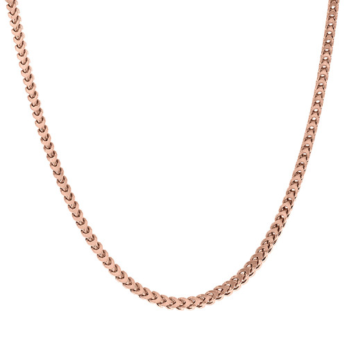 Sterling Silver Rose Gold Plated Lobster 2.5mm Hollow Franco Chain | 18" to 24"