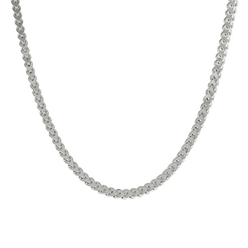 925 Sterling Silver Lobster Rhodium Plated 3mm Hollow Franco Chain | 16" to 26"