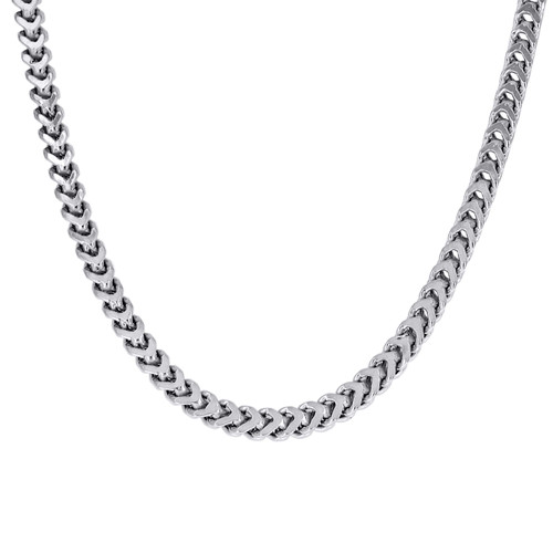 925 Sterling Silver Rhodium Plated Plain 3.6mm Hollow Franco Chain | 16" to 26"