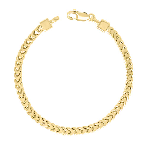 925 Sterling Silver Yellow Gold Plated 3.5mm Hollow Franco Bracelet | 7" to 8"