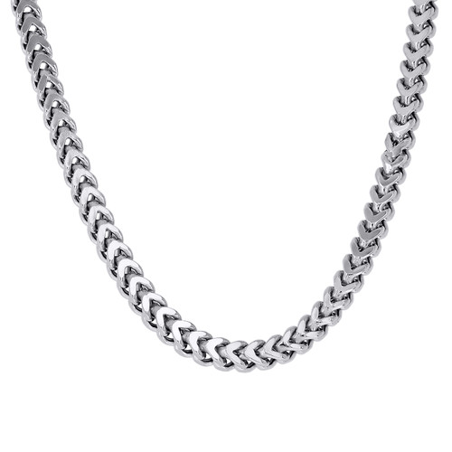 925 Sterling Silver Rhodium Plated Plain 4.3mm Hollow Franco Chain | 16" to 26"