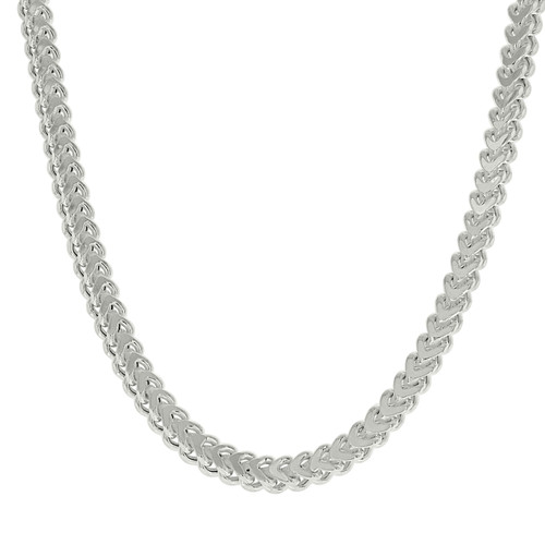 Sterling Silver Lobster Rhodium Plated 4.2mm Hollow Franco Chain | 16" to 24"