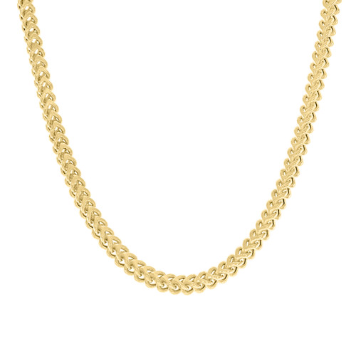 925 Sterling Silver Yellow Gold Plated 4.5mm Hollow Franco Chain | 18" to 26"