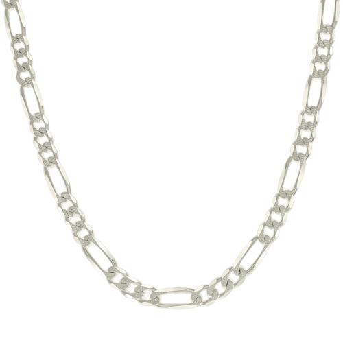 925 Sterling Silver Lobster Clasp 8mm Solid D/C Figaro Link Chain | 16" to 24"