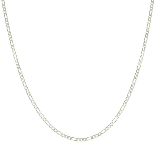 925 Sterling Silver Diamond Cut Pave 2.5mm Super Flat Figaro Chain | 16" to 24"