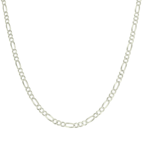 925 Sterling Silver Diamond Cut Pave 4.5mm Super Flat Figaro Chain | 16" to 24"