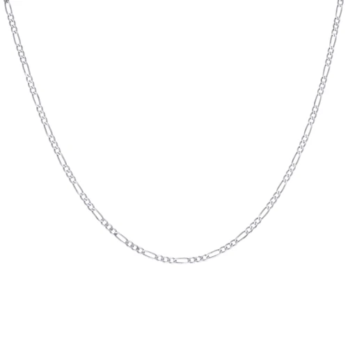 925 Sterling Silver Rhodiumed D/C 2.3mm Super Flat Figaro Chain | 14" to 24"