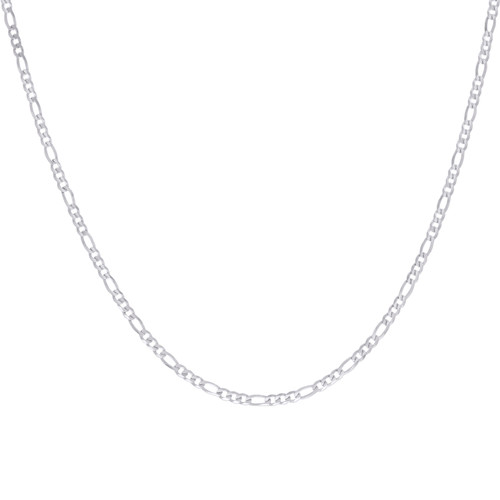 925 Sterling Silver Rhodium Plated D/C 4mm Super Flat Figaro Chain | 16" to 24"