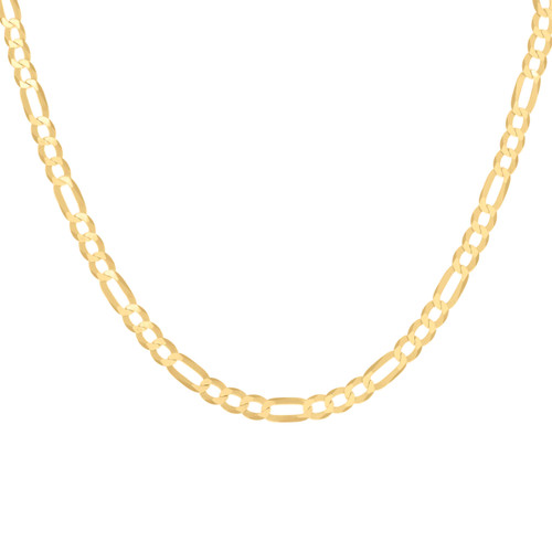 Sterling Silver Yellow Gold Plated D/C 5.5mm Flat Figaro Link Chain | 16" to 24"