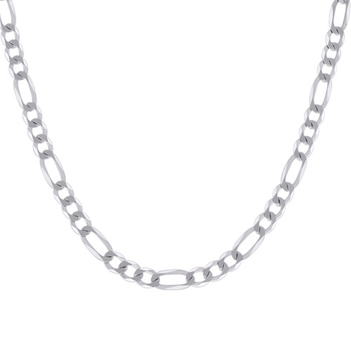 925 Sterling Silver Rhodiumed D/C 6.5mm Super Flat Figaro Chain | 18" to 26"