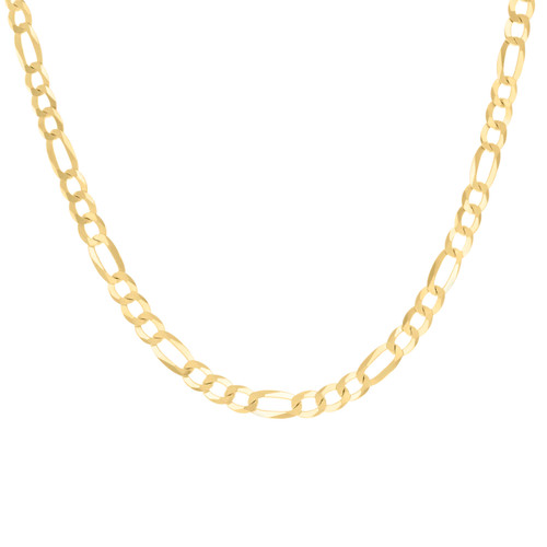 Sterling Silver Yellow Gold Plated D/C 6.5mm Flat Figaro Link Chain | 16" to 18"