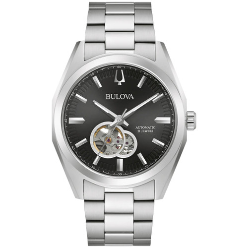 Bulova Surveyor Automatic 96A270 Men's 42mm Stainless Steel Black Dial Watch