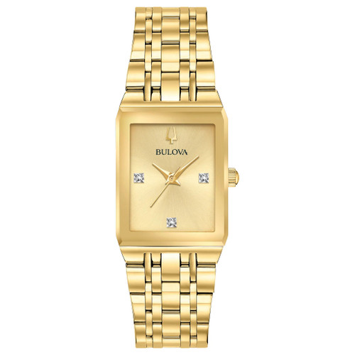 Bulova Quadra Modern 97P140 Women's Gold Stainless Steel Champagne Dial Watch