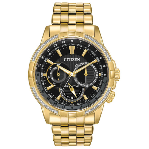 Citizen Eco-Drive Calendrier BU2082-56E 44mm Gold Plated Steel Black Dial Watch