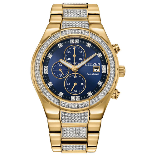 Citizen Eco-Drive Crystal CA0752-58L 42mm Gold Stainless Steel Blue Dial Watch