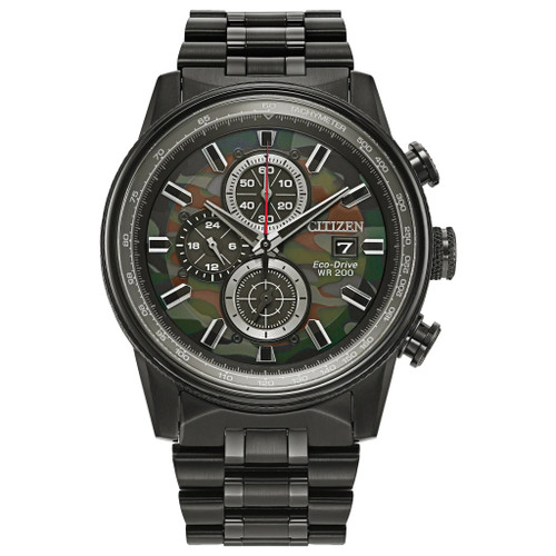 Citizen Eco-Drive Nighthawk CA0805-53X Black Plated Stainless Steel Camo Watch