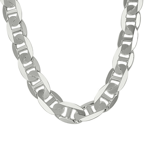 925 Sterling Silver Lobster Clasp 11mm Solid Classic Mariner Chain | 20" to 28"