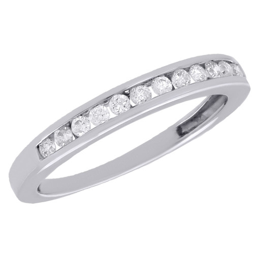 14K White Gold Channel Set Diamond Wedding Band Ladies Anniversary Ring 0.25 Ct.