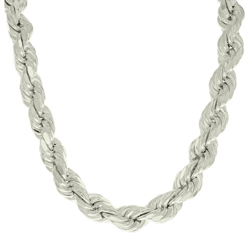925 Sterling Silver Lobster Diamond Cut 12mm Hollow Rope Chain | 24" to 28"