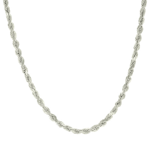 925 Sterling Silver Lobster Clasp Diamond Cut 3mm Hollow Rope Chain | 16" to 24"