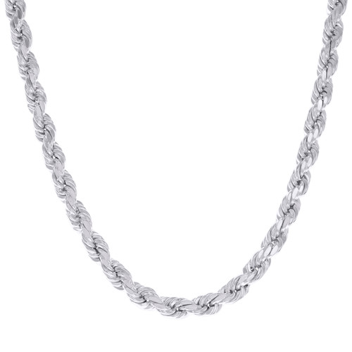 925 Sterling Silver Rhodiumed Diamond Cut 5.3mm Hollow Rope Chain | 18" to 26"