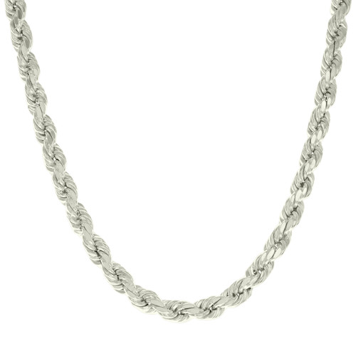 925 Sterling Silver Lobster Diamond Cut 5.3mm Hollow Rope Chain | 18" to 26"