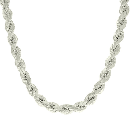 925 Sterling Silver Lobster Diamond Cut 8.2mm Hollow Rope Chain | 20" to 26"