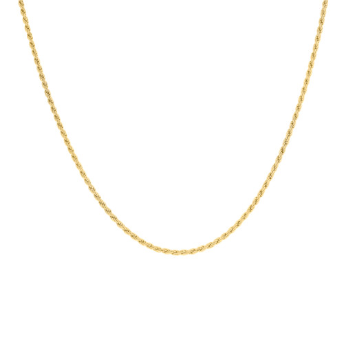 Yellow Gold Plated Spring Ring Diamond Cut 0.5mm Solid Rope Chain | 14" to 24"