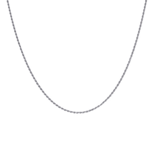 925 Sterling Silver Rhodiumed Diamond Cut 1.5mm Solid Rope Chain | 16" to 24"