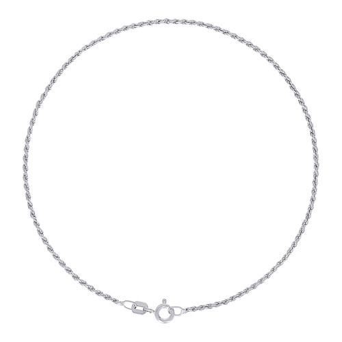 925 Sterling Silver Rhodiumed Diamond Cut 1mm Solid Rope Bracelet | 7" to 9"