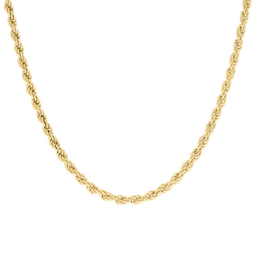 925 Yellow Gold Plated Lobster Diamond Cut 4.5mm Solid Rope Chain | 16" to 24"