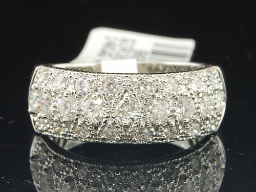 Diamond Wedding Band Ladies 14K White Gold Round Cut Anniversary Ring 0.77 Tcw.