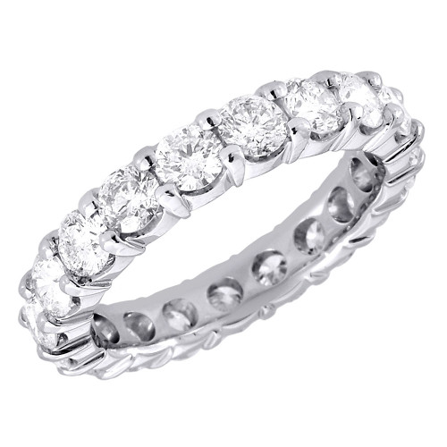14k White Gold Diamond Eternity Wedding Engagement Band Ring Prong Set 3 Ct.