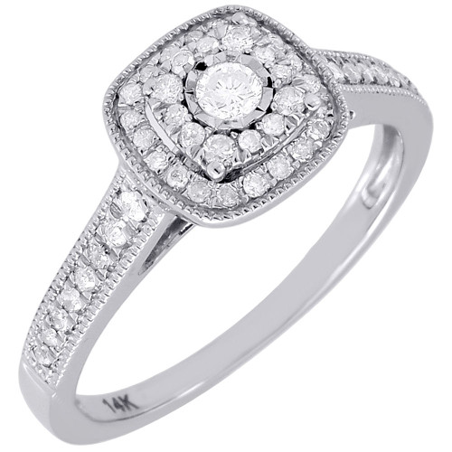 Diamond Engagement Ring 14K White Gold Ladies Wedding Round Solitaire 0.29 Tcw.
