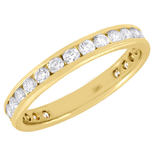 14k Yellow Gold Diamond Channel Set Wedding Engagement Eternity Band Ring 1 Ct.